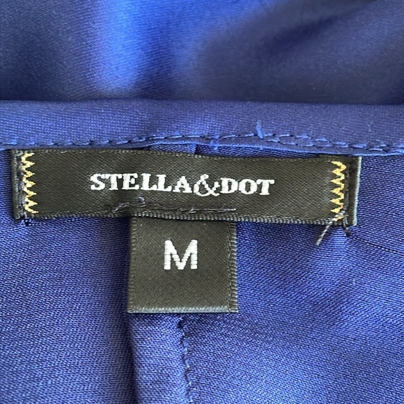 Stella & Dot Blue Satin Vneck Blouse - Picture 4 of 5